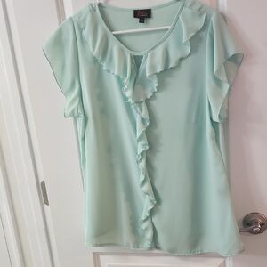 int Green Ruffled Women's Top